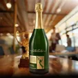 Etched CA Champagne Sparkling Wine Bottle, 750 ml — view 3