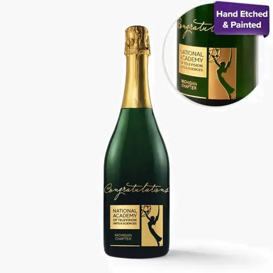Etched CA Champagne Sparkling Wine Bottle, 750 ml — view 4
