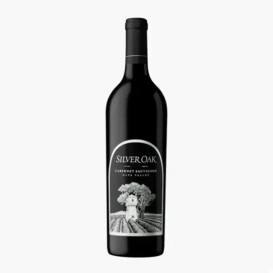 Etched Silver Oak Napa Valley Cabernet Red Wine Bottle, 750 ml
