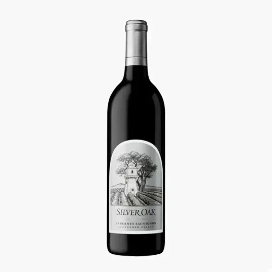 Etched Silver Oak Alexander Valley Cabernet Red Wine Bottle, 750 ml
