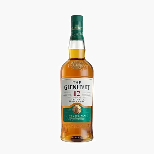 Etched Glenlivet 12 Year Double Oak Scotch Whiskey Bottle, 750 ml
