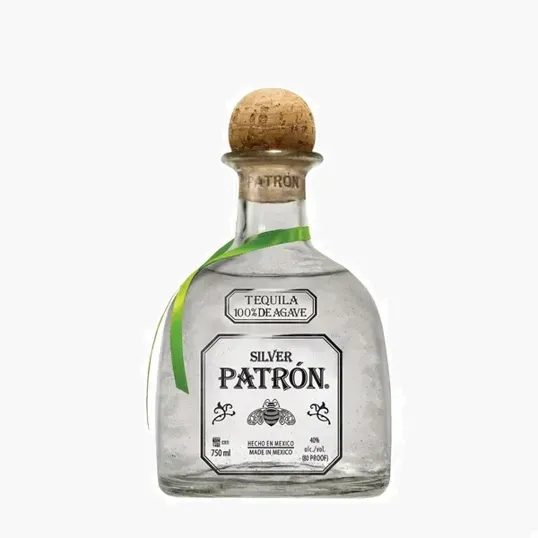 Etched Patron Silver Tequila Liquor Bottle, 750 ml