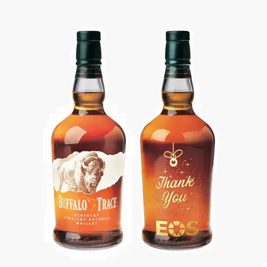 Etched Buffalo Trace Bourbon Liquor Bottle, 750 ml — view 2