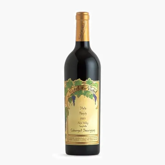 Etched Nickel &-Nickel State Ranch Cabernet Red Wine Bottle