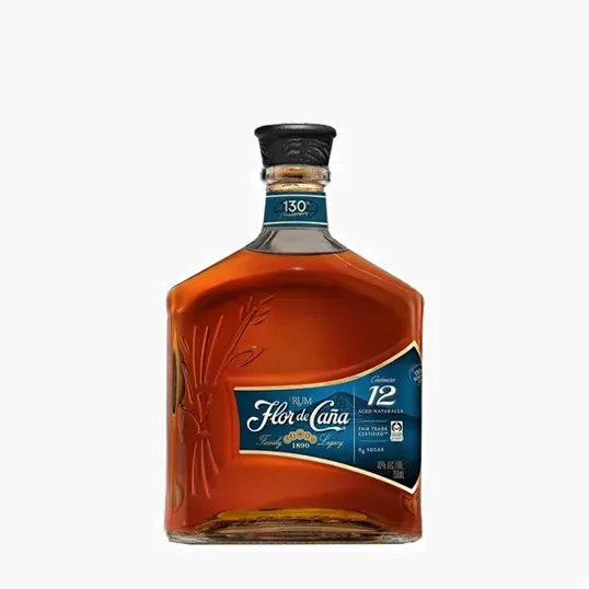 Etched Flor de Cana 12 Year Centenario Rum Bottle, 750 ml