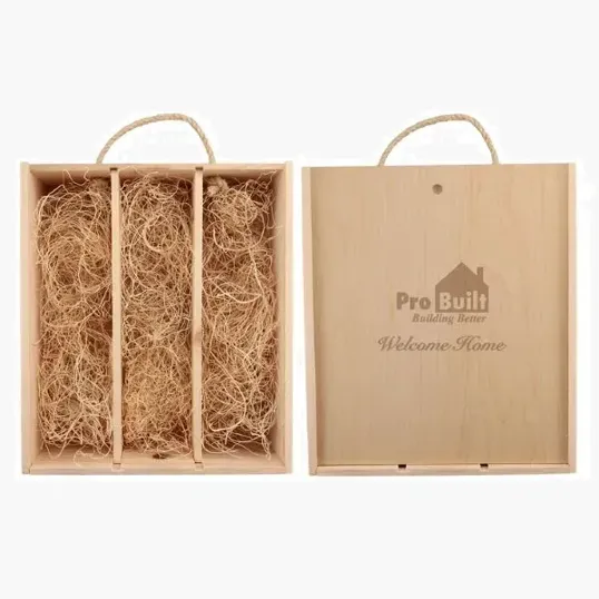 Rustic Laser-Engraved Triple Wood Box