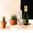 Double Half-Sized Wood Box with Champagne and Stemless Flute — view 3