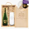 Double Half-Sized Wood Box with Champagne and Stemless Flute — view 2