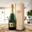 Laser-Engraved Wood Box with Etched Sparkling Wine Gift Set — view 5