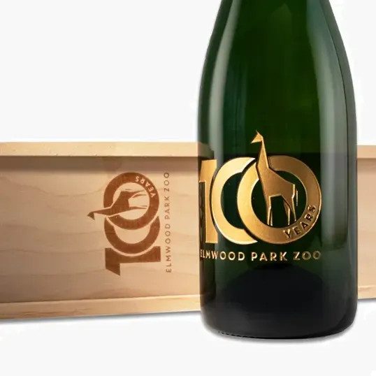 Laser-Engraved Wood Box with Etched Sparkling Wine Gift Set — view 2