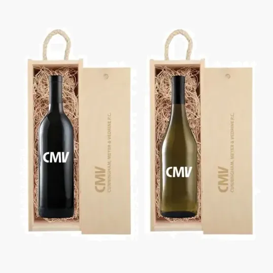 Laser-Engraved Wood Box with Custom Etched Wine — view 2