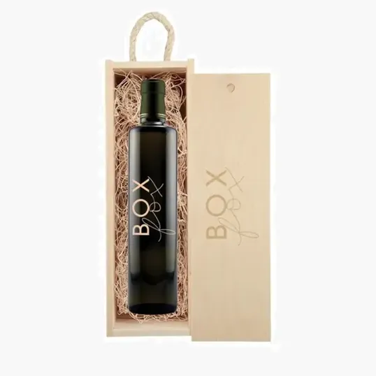 Laser-Engraved Wood Box with Custom Etched Olive Oil