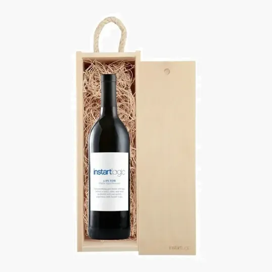 Laser-Engraved Wood Wine Box with Custom Labeled Wine