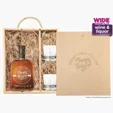 Triple Wood Box Liquor Gift Set with Etched Glasses