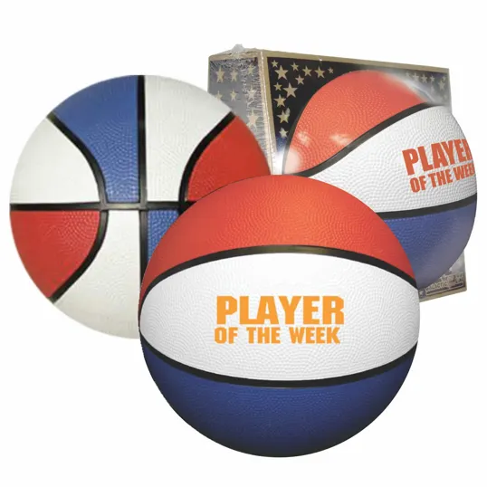 Full-Size Red/White/Blue Rubber Basketball — view 2