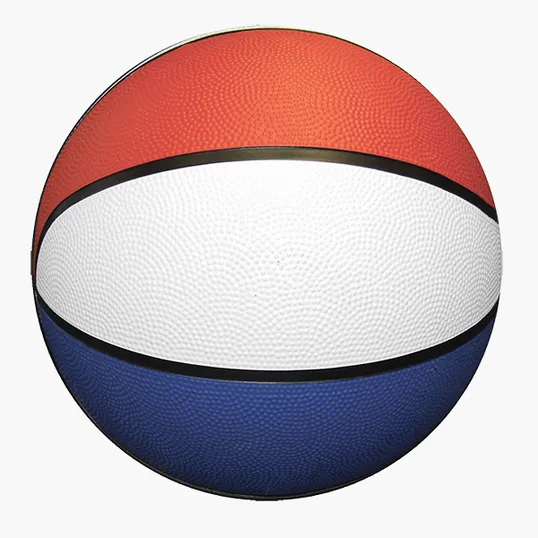 7" Mid-Size Red/White/Blue Rubber Basketball