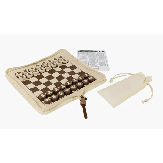 Chess and Checkers Gift Set in Canvas Pouch