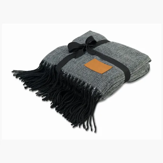 Everlasting Throw Blanket with Faux Leather Patch
