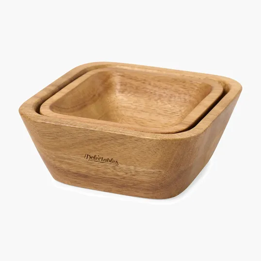 La Cuisine™ Nesting Snack Bowl Set, Acacia Wood — view 2