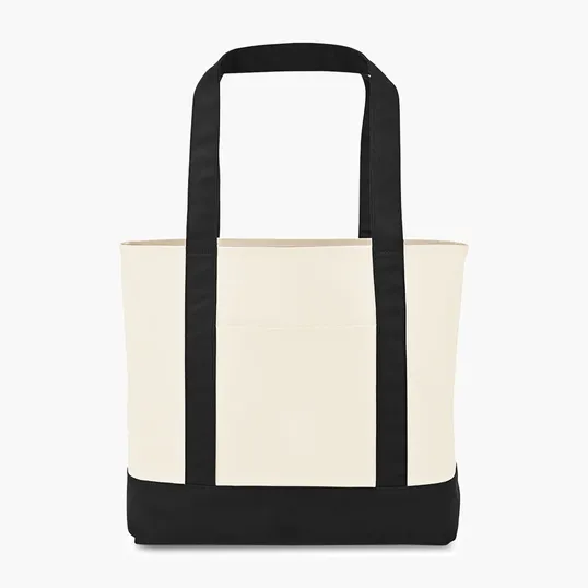 Large Canvas Tote with Front Pocket