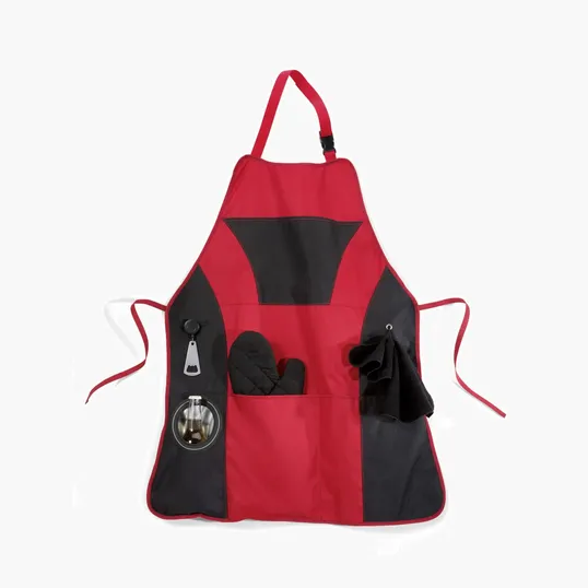 Grill Master Apron Kit with Detachable Bottle Opener, Mitt, and Towel
