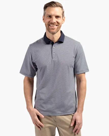Virtue Recycled Micro Stripe Featherlight Pique Big & Tall Polo — view 3