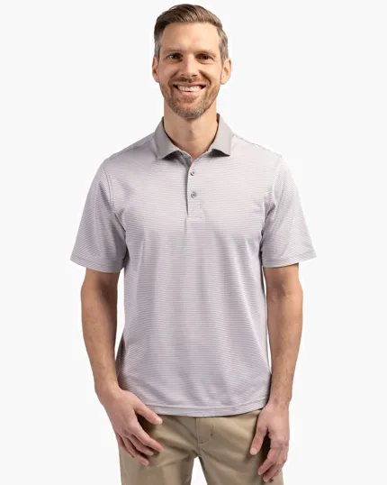 Virtue Recycled Micro Stripe Featherlight Pique Big & Tall Polo — view 4