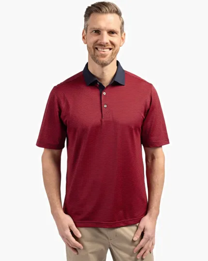Virtue Recycled Micro Stripe Featherlight Pique Big & Tall Polo — view 5