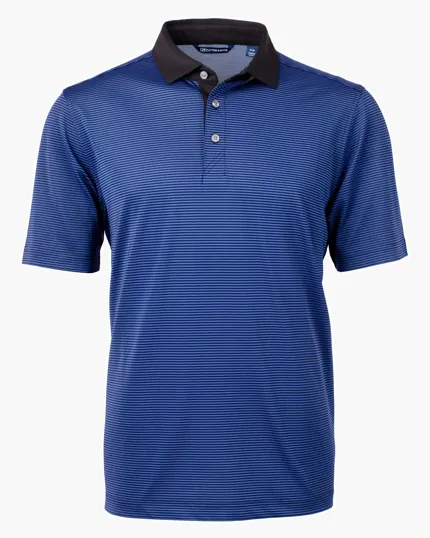 Virtue Recycled Micro Stripe Featherlight Pique Big & Tall Polo — view 12