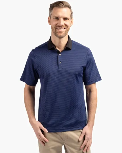 Virtue Recycled Micro Stripe Featherlight Pique Big & Tall Polo — view 6