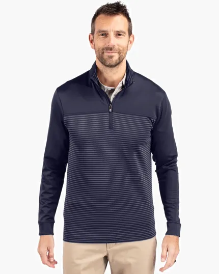 Traverse Recycled Smooth Stretch Big & Tall Stripe Quarter Zip Pullover — view 3