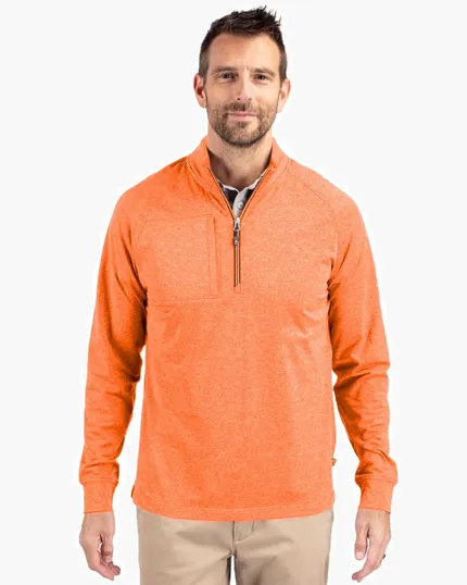 Adapt Recycled Soft Knit Stretch Big & Tall Heathered Quarter Zip Pullover — view 3