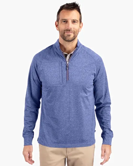 Adapt Recycled Soft Knit Stretch Big & Tall Heathered Quarter Zip Pullover — view 9