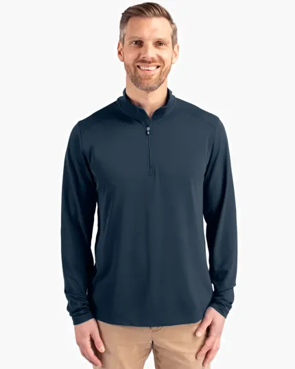 Virtue Recycled Featherlight Pique Men's Big & Tall Quarter Zip Pullover — view 2