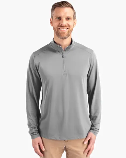 Virtue Recycled Featherlight Pique Men's Big & Tall Quarter Zip Pullover — view 3