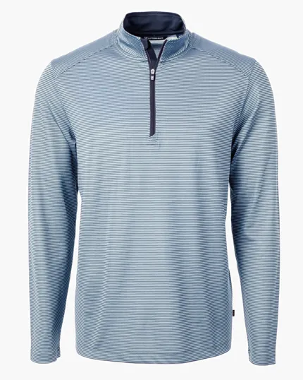 Virtue Recycled Micro Stripe Featherlight Pique Big & Tall Quarter Zip Pullover — view 7