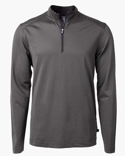 Virtue Recycled Micro Stripe Featherlight Pique Big & Tall Quarter Zip Pullover — view 8