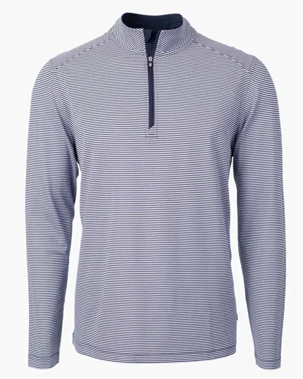 Virtue Recycled Micro Stripe Featherlight Pique Big & Tall Quarter Zip Pullover — view 9