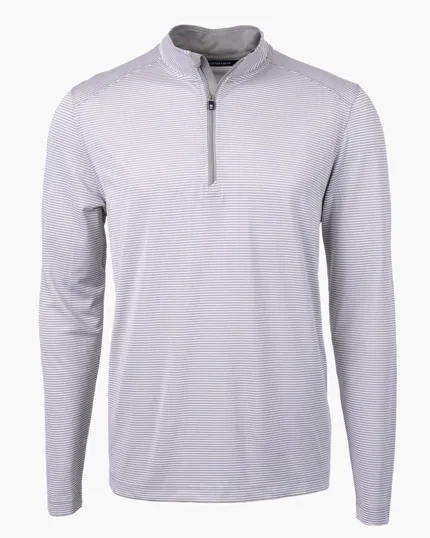 Virtue Recycled Micro Stripe Featherlight Pique Big & Tall Quarter Zip Pullover — view 10