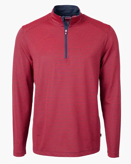 Virtue Recycled Micro Stripe Featherlight Pique Big & Tall Quarter Zip Pullover — view 11