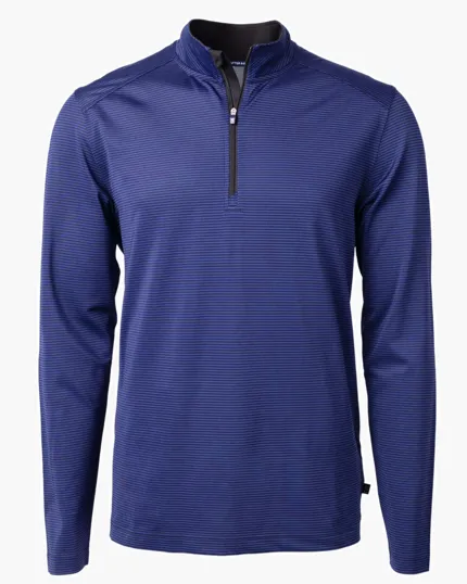 Virtue Recycled Micro Stripe Featherlight Pique Big & Tall Quarter Zip Pullover — view 12