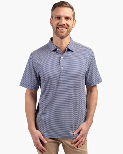 Forge Recycled Double Stripe Four-Way Stretch Men's Big & Tall Polo — view 5