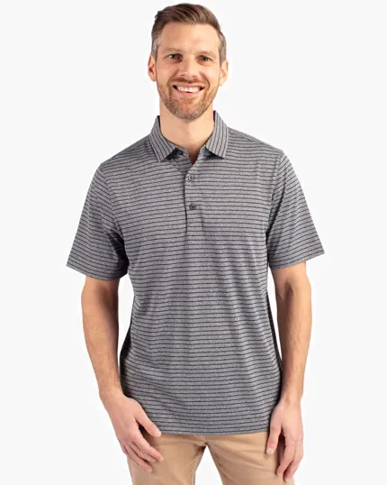 Forge Recycled Heather Stripe Four-Way Stretch Men's Big & Tall Polo — view 2