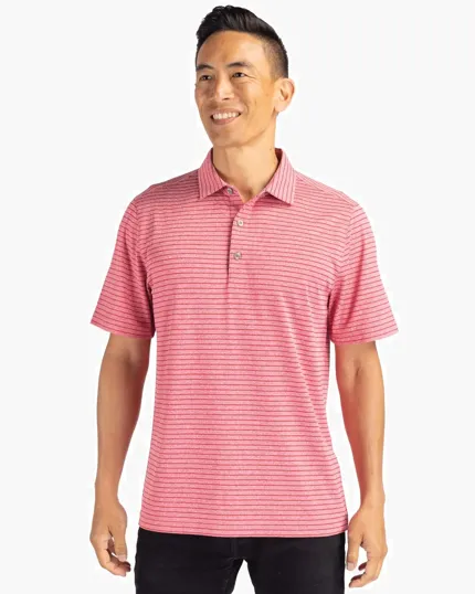 Forge Recycled Heather Stripe Four-Way Stretch Men's Big & Tall Polo — view 3
