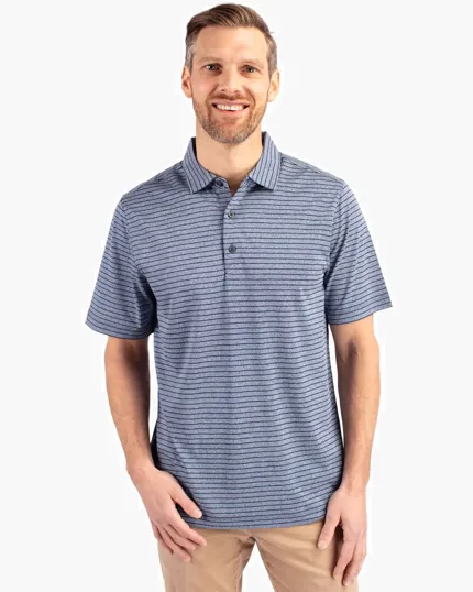 Forge Recycled Heather Stripe Four-Way Stretch Men's Big & Tall Polo — view 5