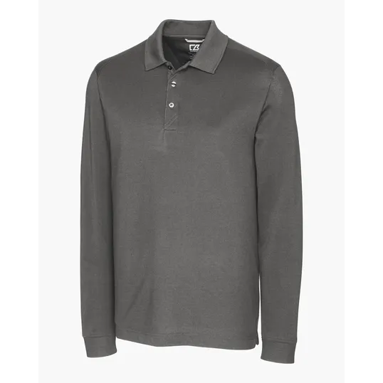 Advantage Recycled Cotton-Blend Pique Long Sleeve Polo, Big & Tall — view 4