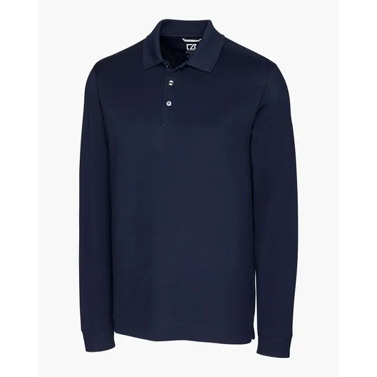 Advantage Recycled Cotton-Blend Pique Long Sleeve Polo, Big & Tall — view 6