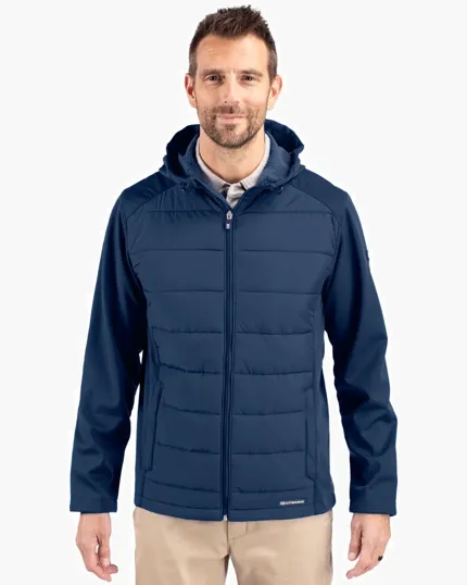 Evoke Recycled Honeycomb Fleece Men's Big & Tall Hybrid Full Zip Jacket — view 3