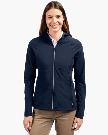 Adapt Recycled Soft Knit Stretch Womens Hybrid Full Zip Jacket — view 2