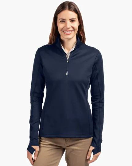 Traverse Recycled Smooth Stretch Women's Quarter Zip Pullover — view 4